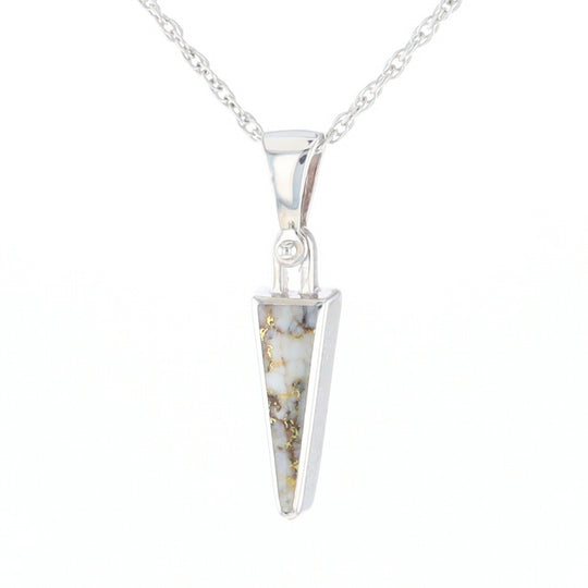 Gold Quartz Upside Down Triangle Pendant