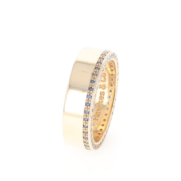 Men's Blue Sapphire Wedding Band Contemporary Design