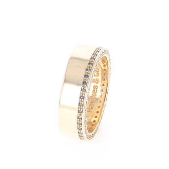 Men's Blue Sapphire Wedding Band Contemporary Design