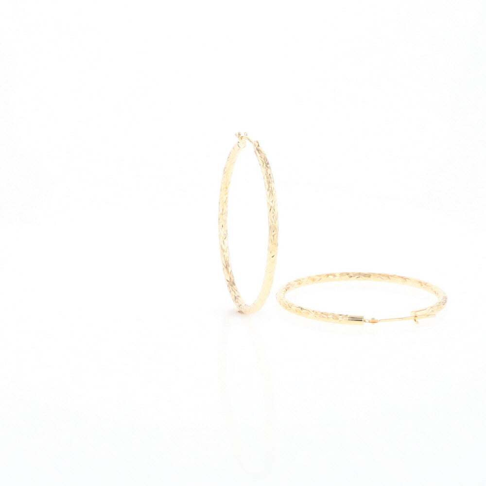 Textured Hollow Diamond Cut Hoop Earrings