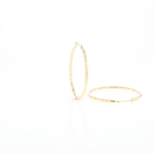 Textured Hollow Diamond Cut Hoop Earrings