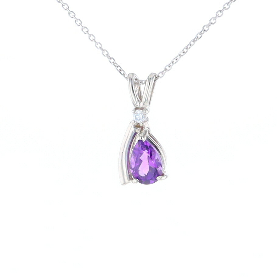 Amethyst Pear Ribbon Necklace