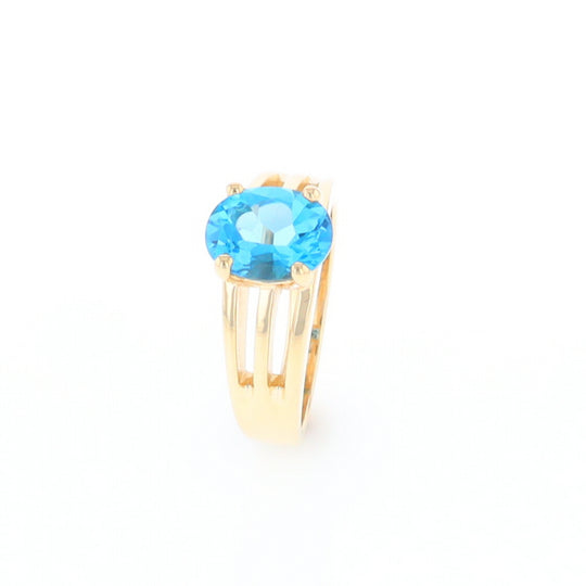 Split Shank Oval Blue Topaz Ring