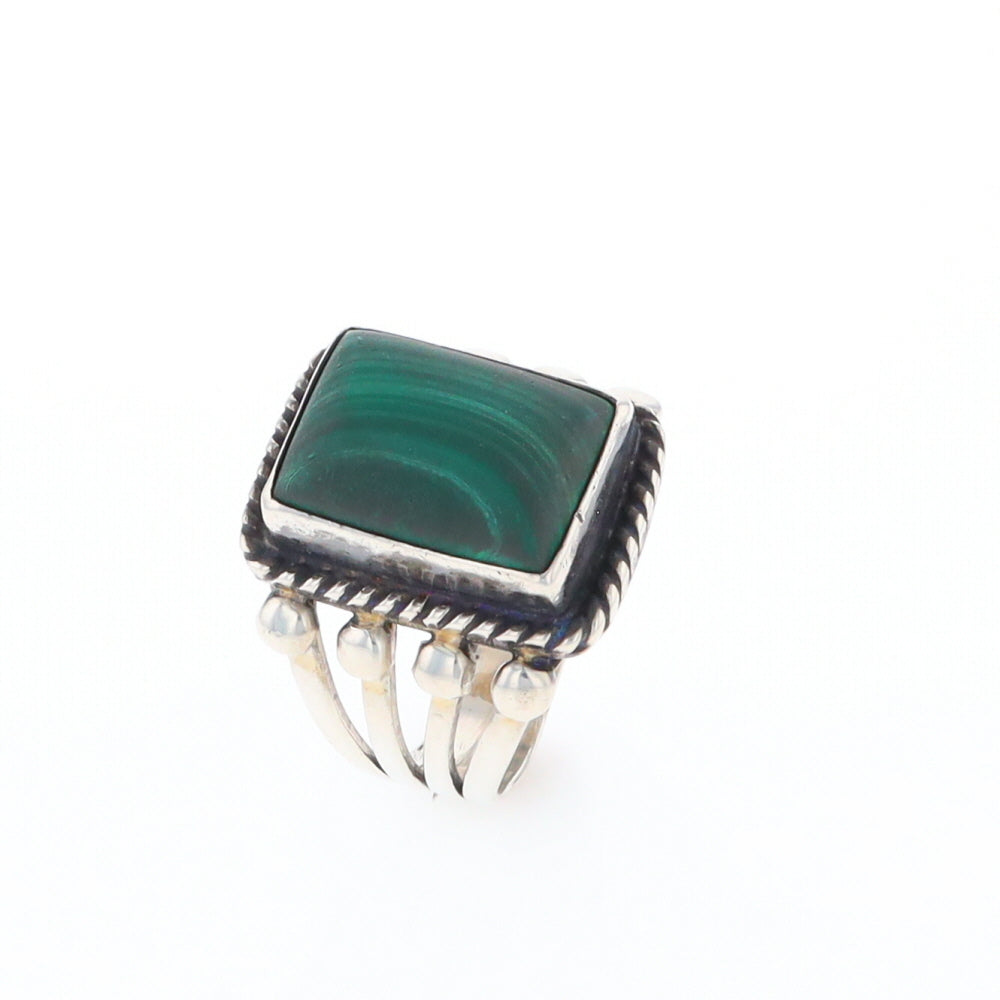 Native Rectangle Malachite Ring