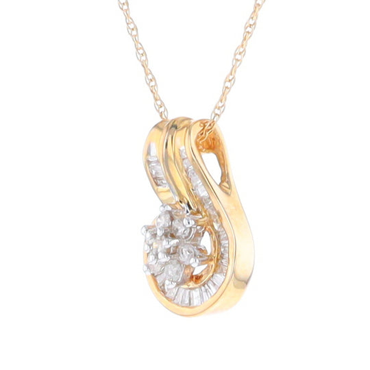 Gold Slide and Flower Diamond Pendant