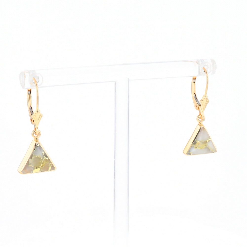 Gold Quartz Triangle Inlaid Earrings - G2