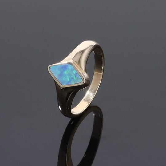 Opal Rings Diamond Shape Inlaid Design
