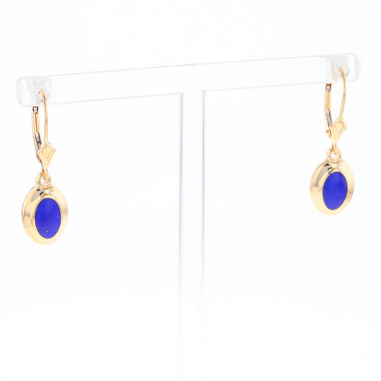 Oval Lapis Inlaid Earrings