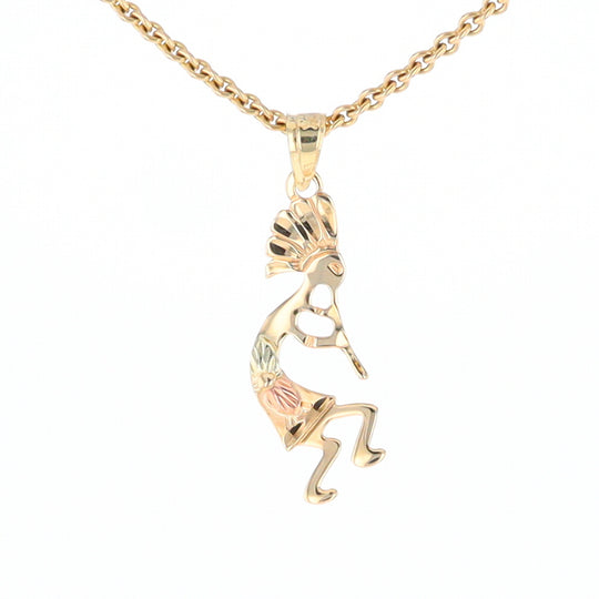 Black Hills Gold Yellow & Rose Gold Kokopelli Pendant