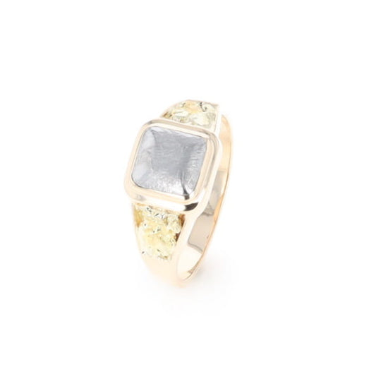 Meteorite & Gold Nugget Ring