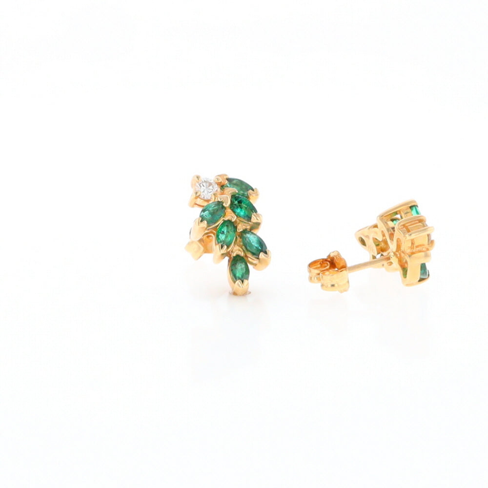 Marquise Emerald Cluster Stud Earrings