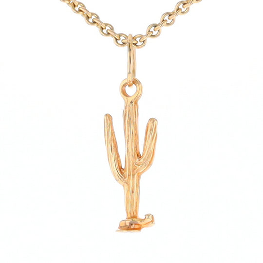 Small Gold Saguaro Cactus Figure Charm