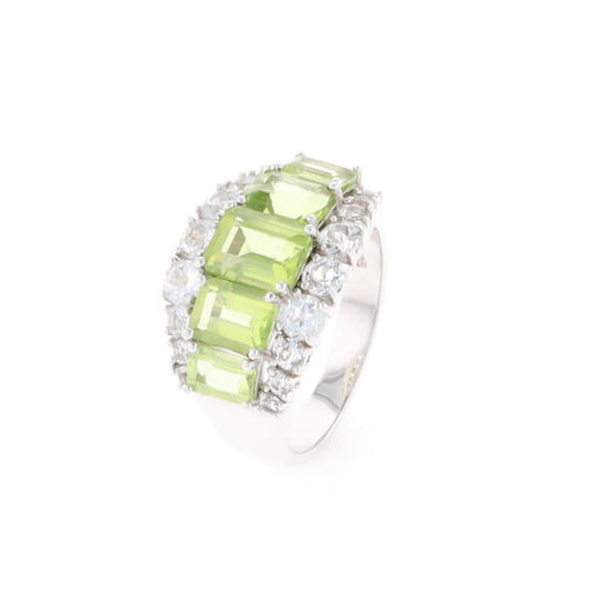Peridot and CZ Cocktail Ring