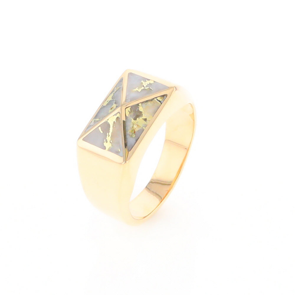 Four Section Gold Quartz Inlaid Men's Ring G2