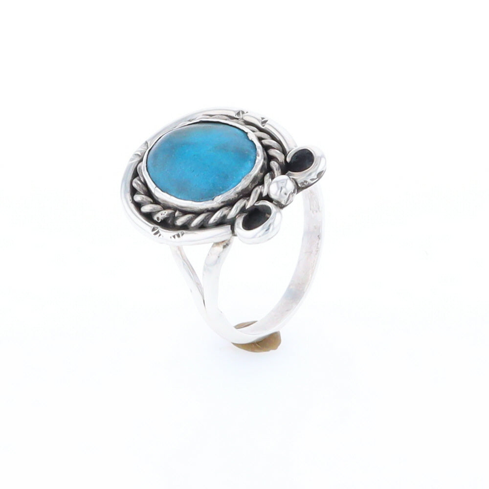 Native Turquoise Rope Design Ring