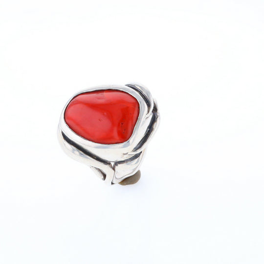 Native Oval Coral Free Form Ring