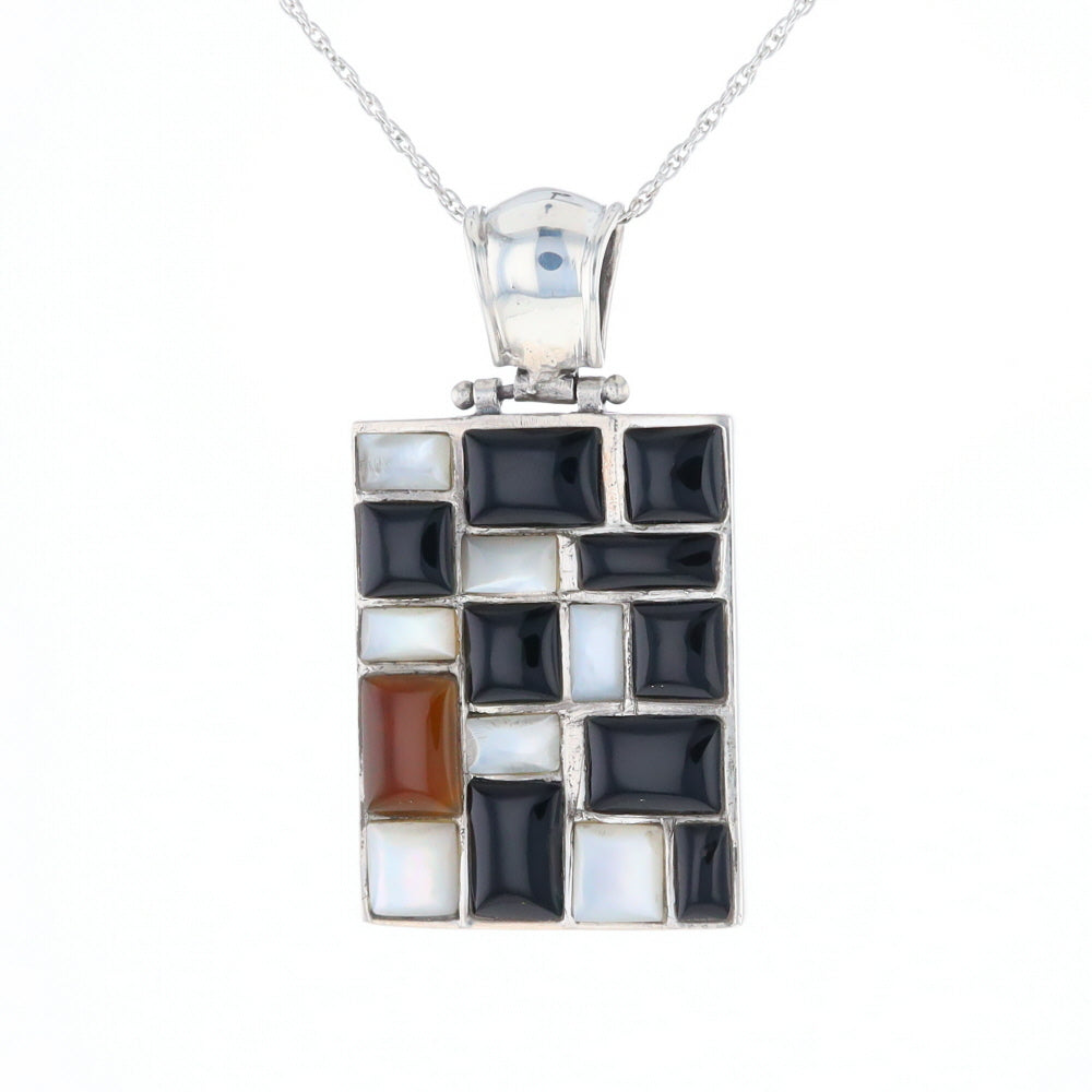 Onyx & Mother of Pearl Checkered Pendant