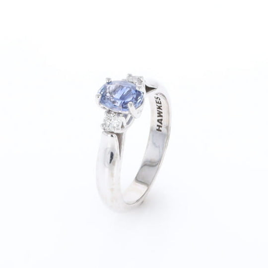 Ceylon Sapphire Three-Stone Trellis Ring