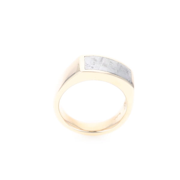 Rectangle Meteorite Inlaid Ring