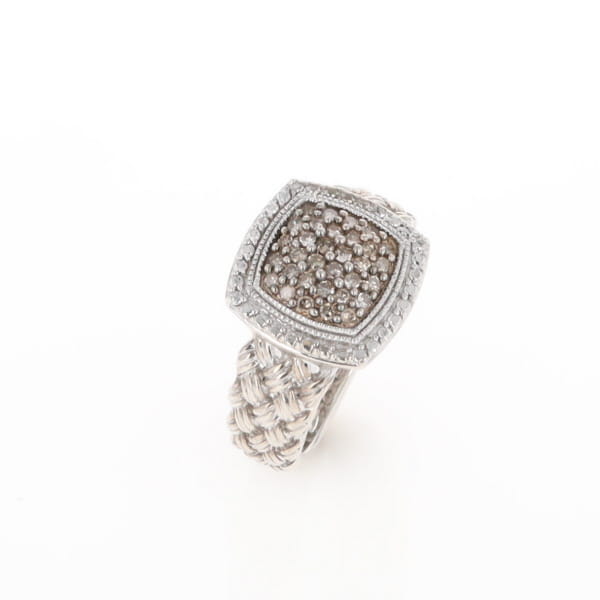Champaign Diamond Square Braided Cluster Band