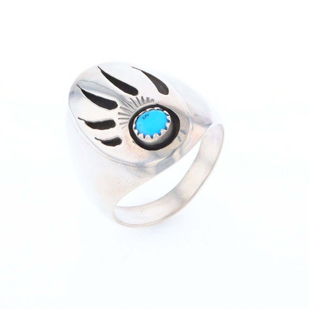 Mens Native Turquoise Bear Claw Ring