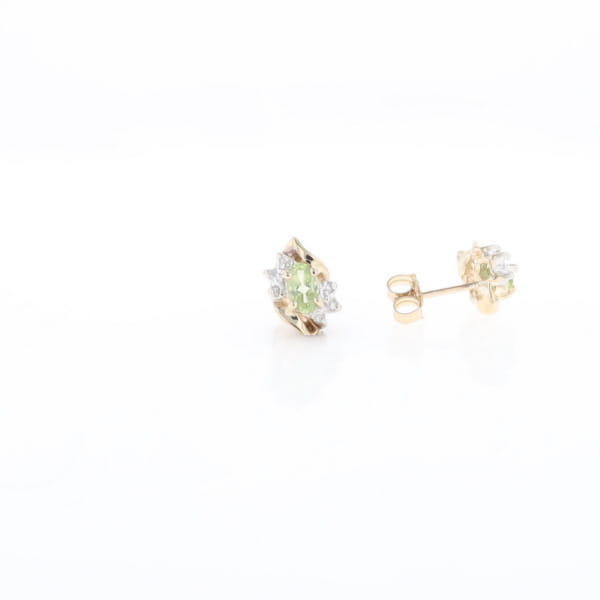 Bypass Peridot and Diamond Stud Earrings