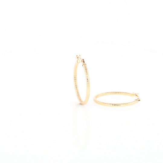 Gold Ribbed Hoop Earrings