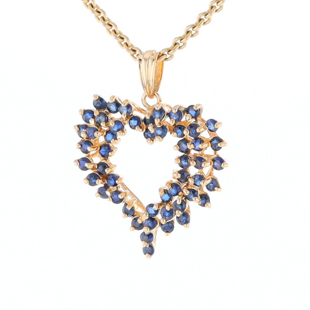 Bursting Sapphire Open Heart Pendant