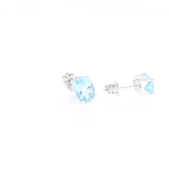 Oval Blue Topaz Stud Earrings
