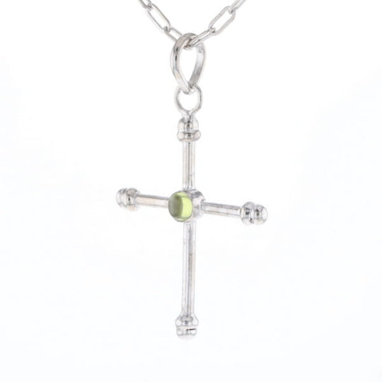 Silver Peridot Cross