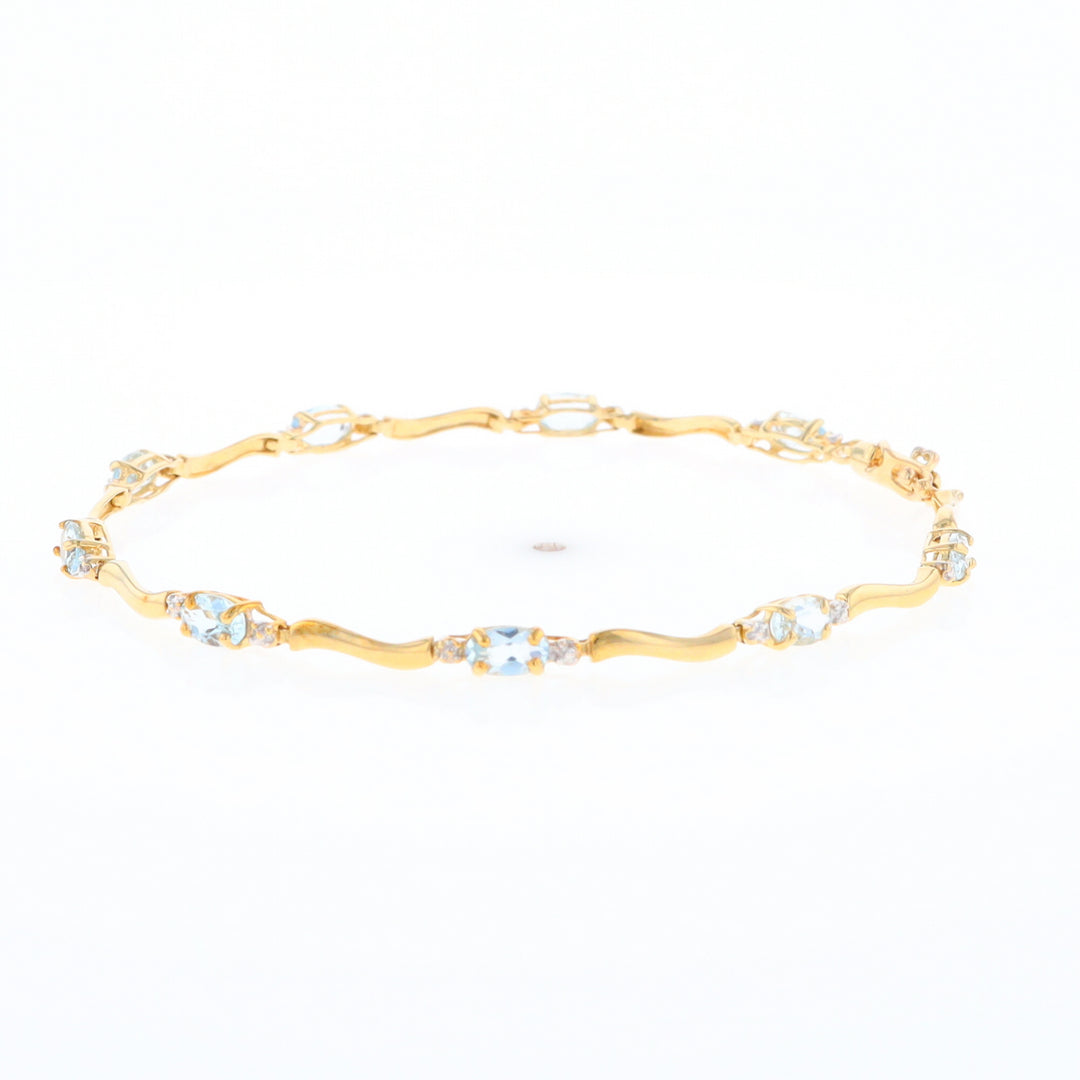 Aquamarine and Diamond Tennis Bracelet