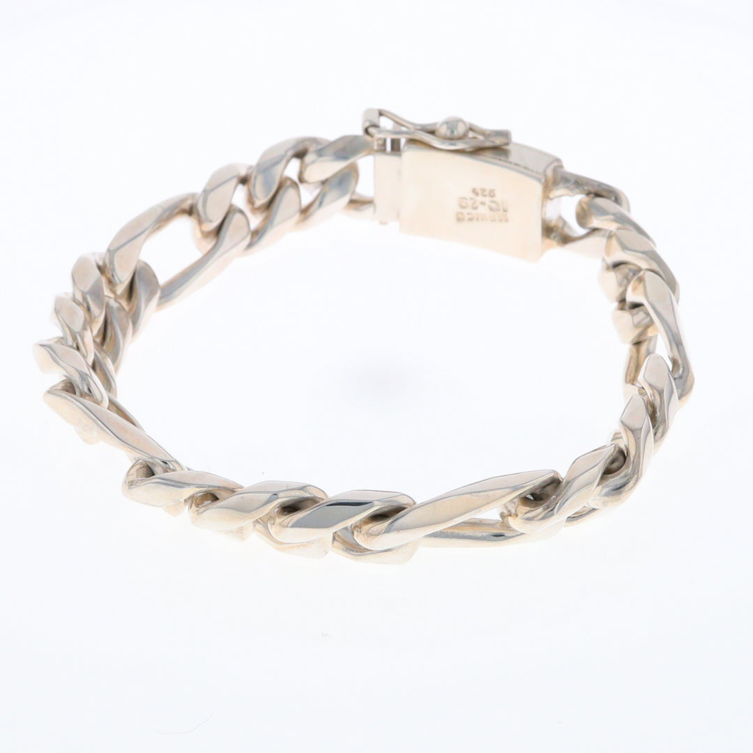 Sterling Silver Wide Figaro Bracelet