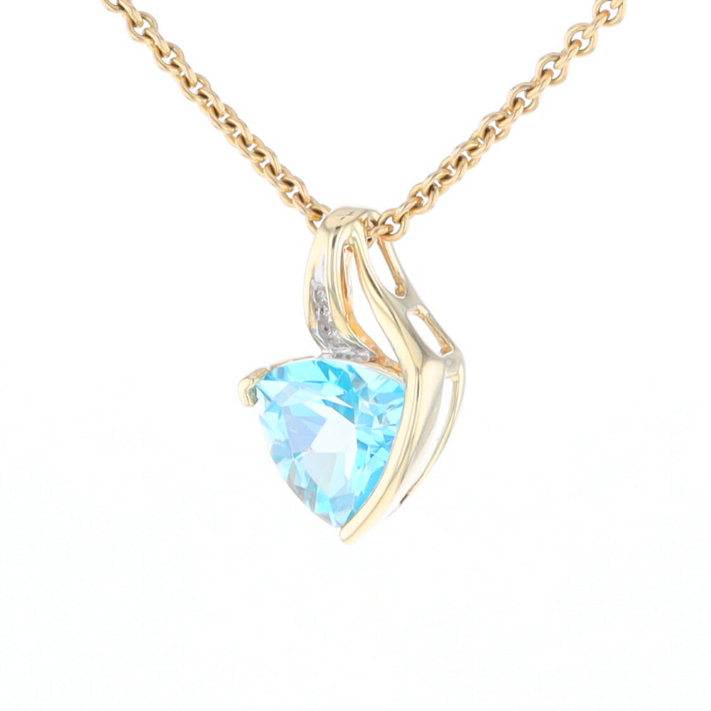 Trillion Blue Topaz Diamond Pendant