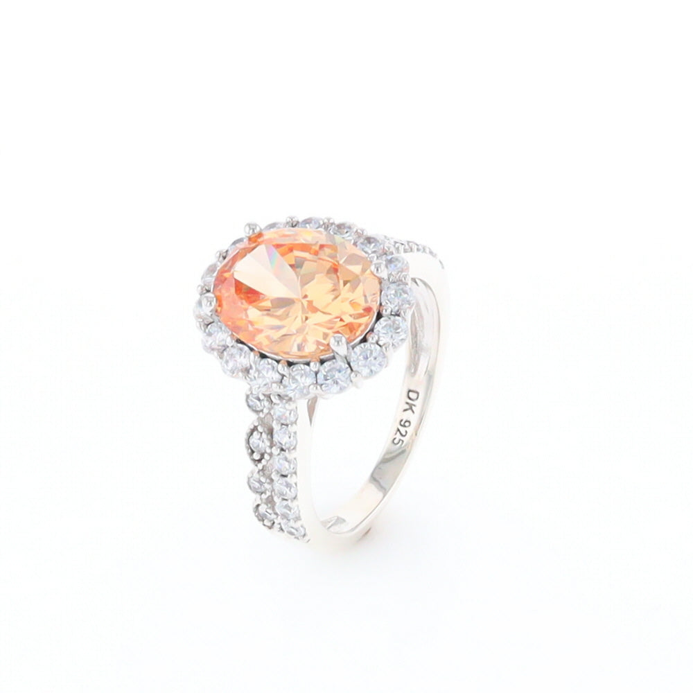 Peach Imitation Topaz Halo Ring