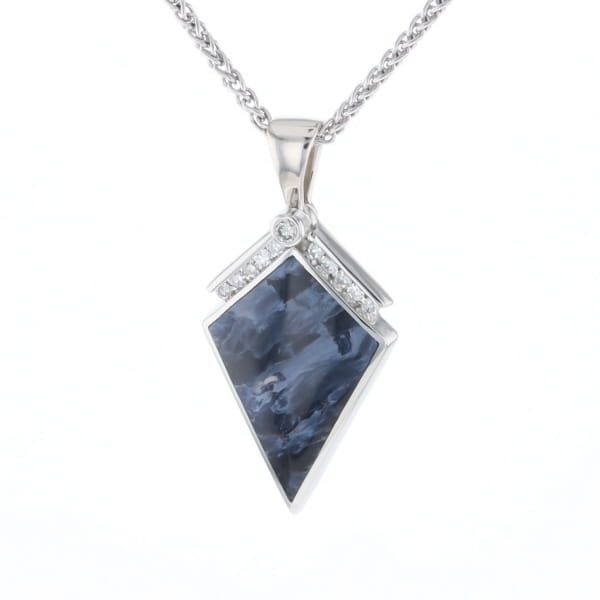 Pietersite Kite Shaped Inlaid Pendant with 0.19ctw Diamonds