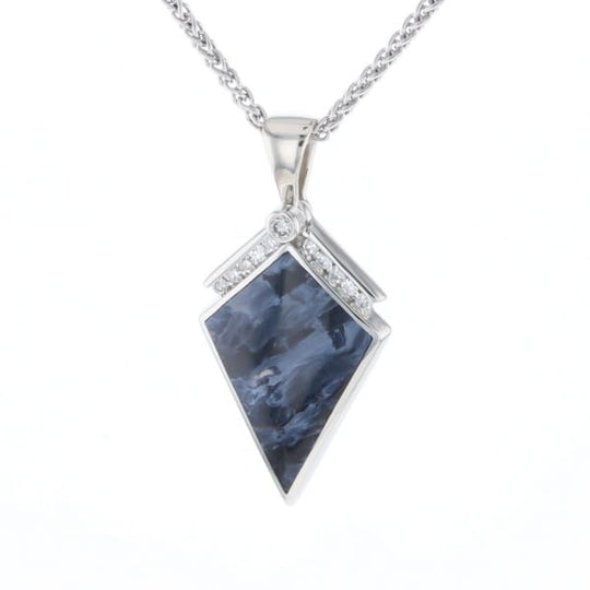 Pietersite Kite Shaped Inlaid Pendant with 0.19ctw Diamonds