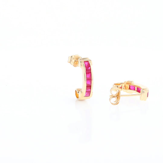 Channel Ruby Semi-Hoop Earrings