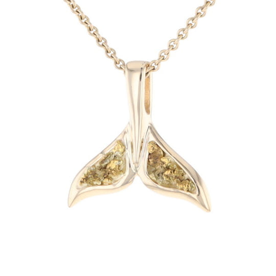 Whale Tail Natural Nuggets Double Inlaid Sea Life Pendant
