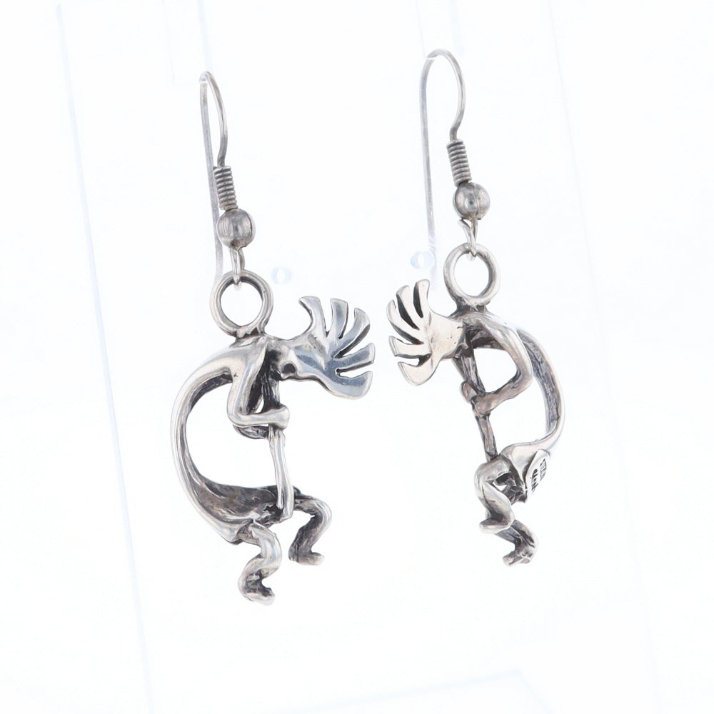 Silver Kokopelli Dangle Earrings