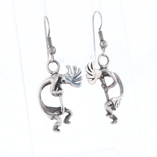 Silver Kokopelli Dangle Earrings