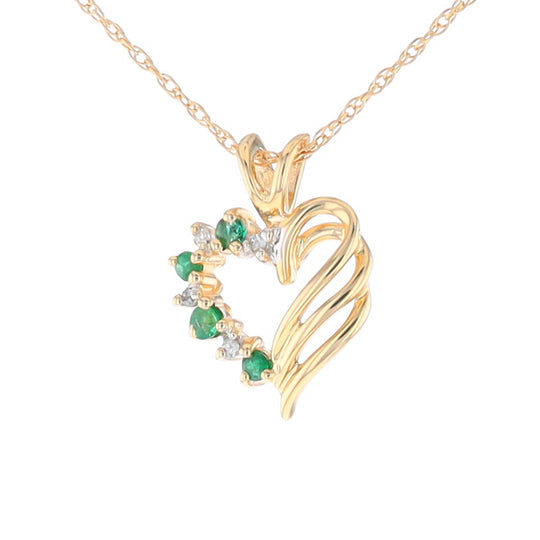 Open Heart Emerald and Diamond Pendant