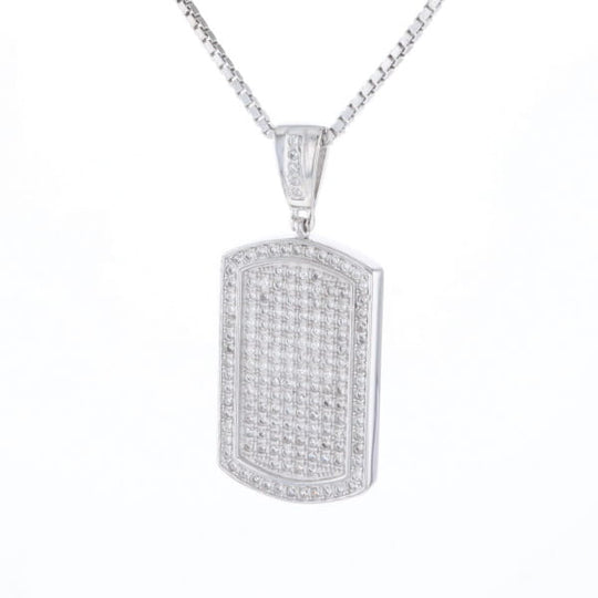 Cubic Zirconia Dog Tag Necklace