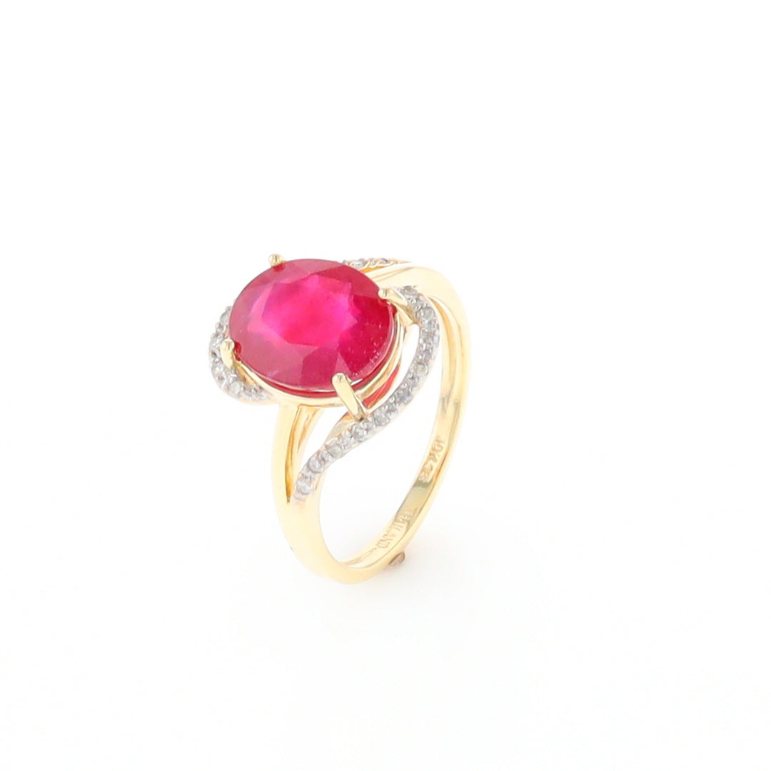 Ruby Bypass Ring with Diamond Accents