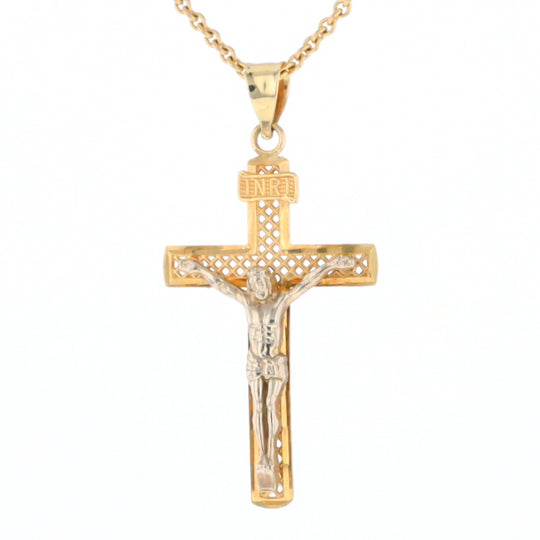 Two Tone Gold Crucifix Pendant