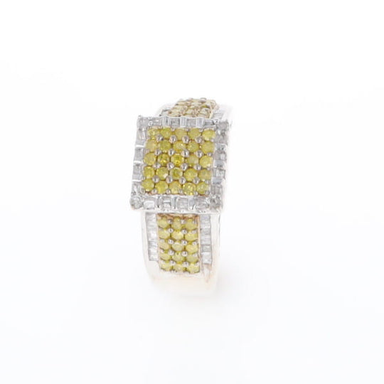 Yellow and White Diamond Filigree Design Ring