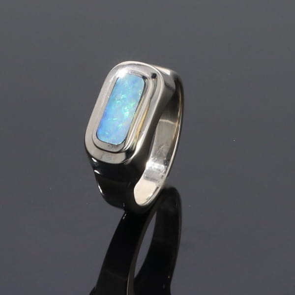 Opal Rings Rectangle Inlaid Design Lady's Ring