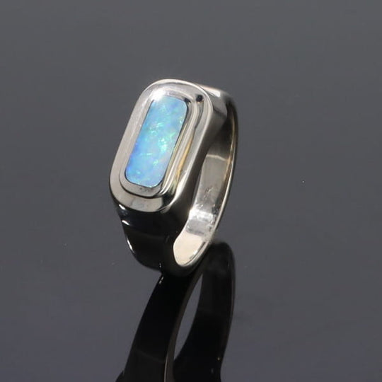 Opal Rings Rectangle Inlaid Design Lady's Ring