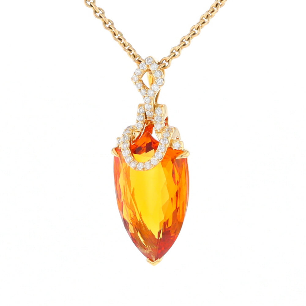 Citrine Pendant with Diamond Bail