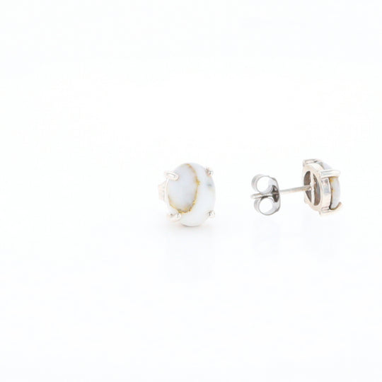 Gold Quartz Cabochon Stud Earrings