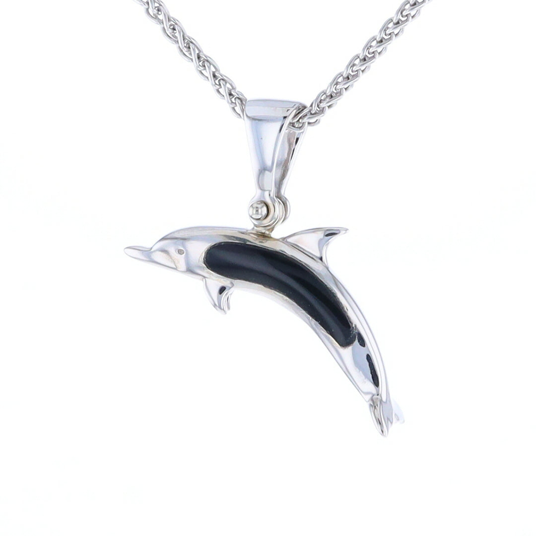 Onyx Inlaid Dolphin Pendant